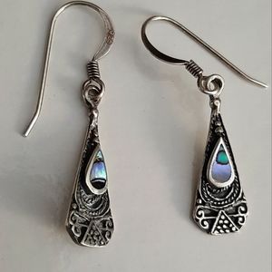 Mother of Pearl set in Sterling Silver Earrings from India